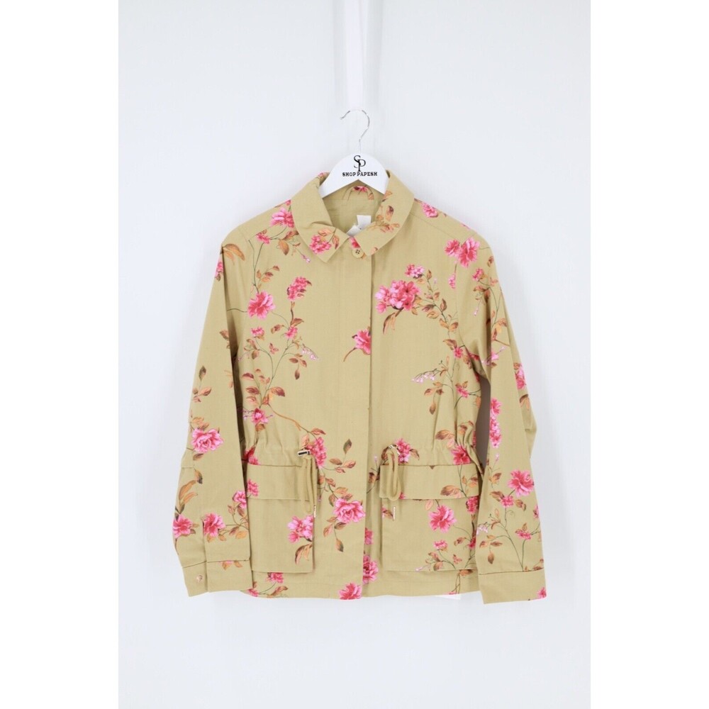 A Loves A Women Size Small Green Pink Floral Cinched Waist Long Sleeve Jacket